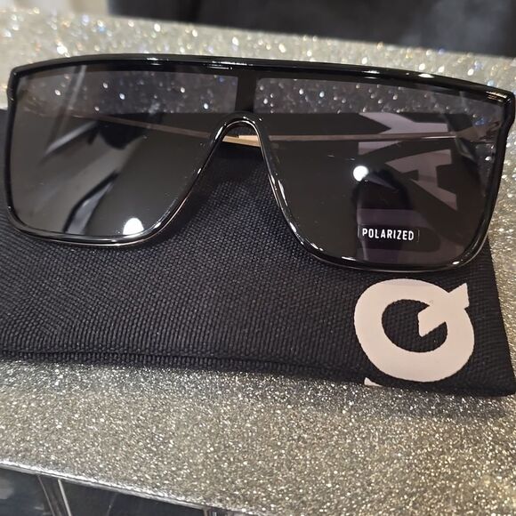 Quay Australia Nightfall Remixed Polarized Shield Flat Top Sunglasses